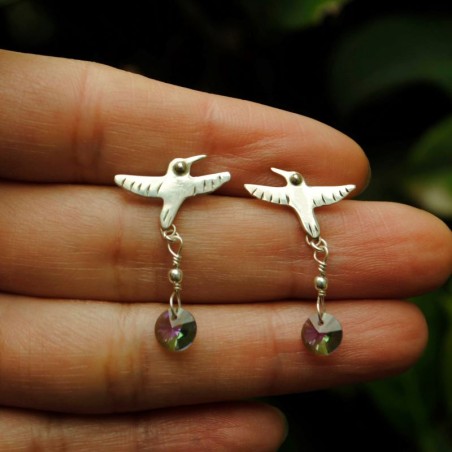 Aros picaflor con cristales
