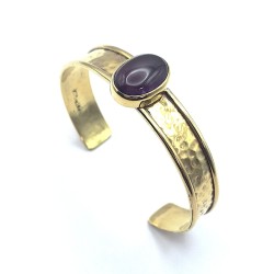 Pulsera esclava martillada Amatista Bronce