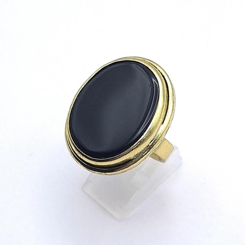 Anillo oval Ónix negro Bronce