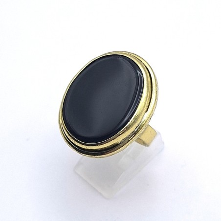 Anillo oval Ónix negro Bronce
