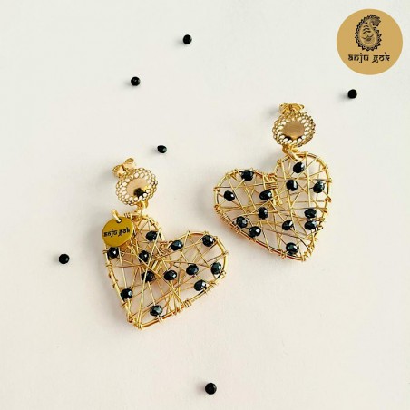 Aros Atrapasueños Corazón Tradicional Negro