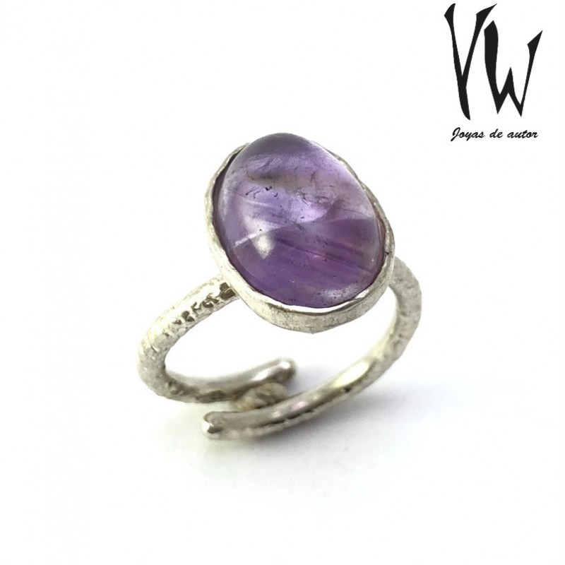 Anillo plata piedras del mundo amatista oval