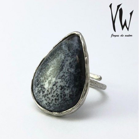 Anillo Plata Piedras Del Universo Agata Dendritica
