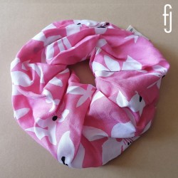 Maxi Scrunchie Rosado Flores blancas