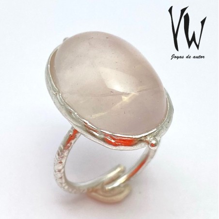 Anillo piedras del universo, cuarzo rosa