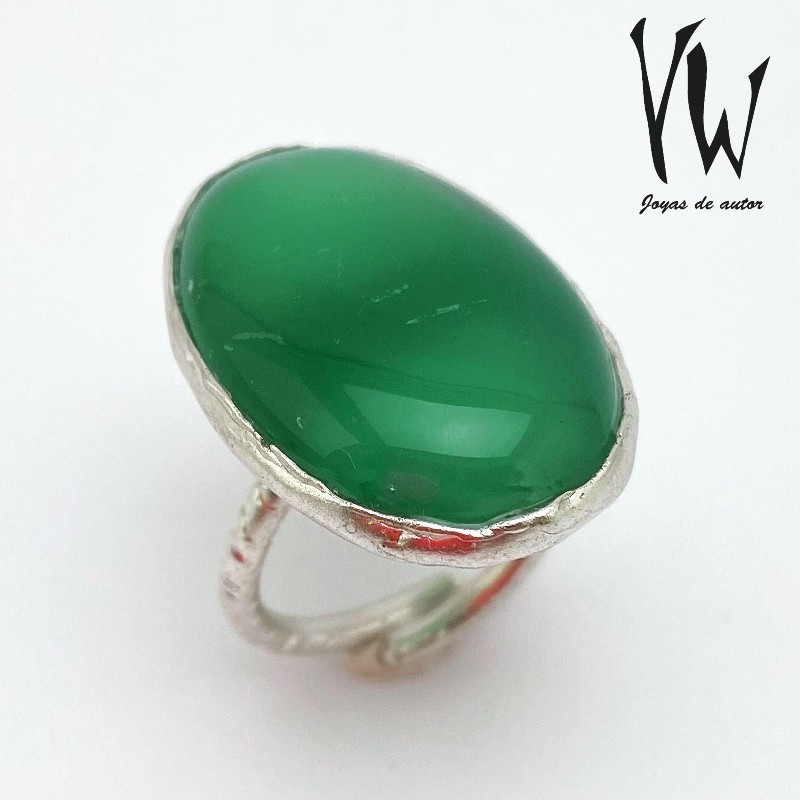 Anillo plata piedras del universo ónix verde