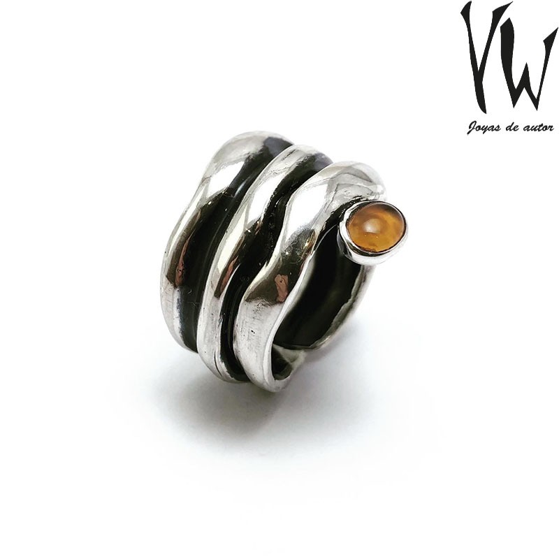 Anillo Olas de Mar con Agata Cornalina