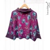 Chaleco Cuello Alto Flores Morado