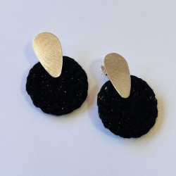 Aros Mini Circulo Negro Plata