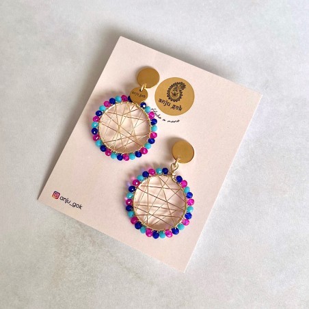 Aros atrapasueños cristal multicolor azu/ celeste/ fucsia